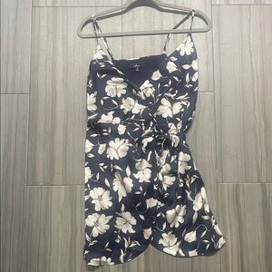 Lulu's Navy and White Floral Wrap Dress
